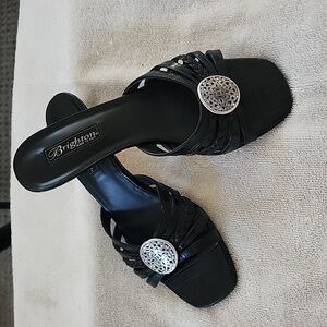 Brighton Kyoto Italy Kitten Heel Sandal Women's Size 9 M Black Leather